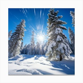 Crystal Clear Ice Clings To The Pine Trees Under A Vibrant Radiant Sun In A Wintry Wonderland Ext 2 1 Canvas Print