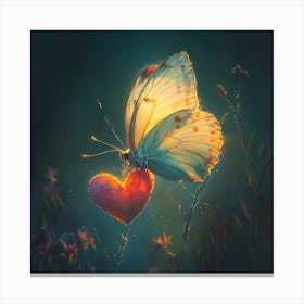 Butterfly Resting on Heart Flower 5 Canvas Print