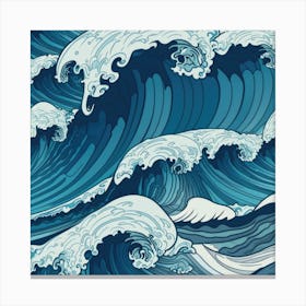 Waves Ocean Sea Pattern Water Tsunami Rough Seas Canvas Print