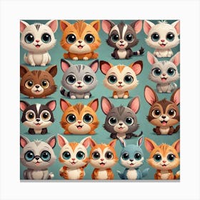 A Set Of Adorable Animals With Big Eyes And Friendly Smiles 1 Canvas Print