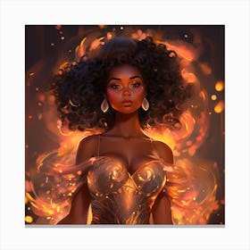 Melanin Queen: Vibrant Black Woman With Fire In Her Soul, Black Girl Magic Canvas Print