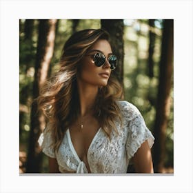 Beautiful Woman In The Woods Canvas Print