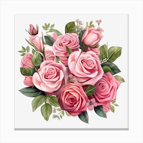 Pink Roses Bouquet 1 Canvas Print
