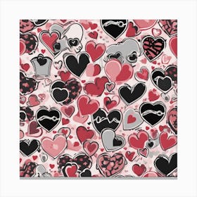 Hearts On A Pink Background 1 Canvas Print