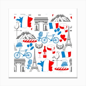 France Seamless Pattern Canvas Print