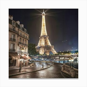 Eiffel Tower At Night Canvas Print