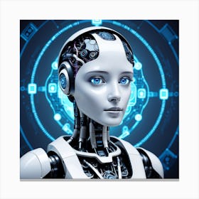 Robot Woman With Blue Eyes 2 Canvas Print