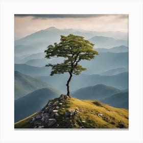 Lone Tree On Top Of Mountain 19 Canvas Print