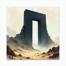 Watercolor Of The Black Gate Looming Over A Barren Wasteland 1 Canvas Print