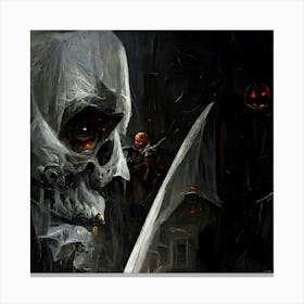 Skeleton With Knife Canvas Print