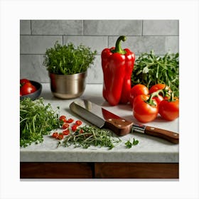 Fresh Vegetables On A Counter Canvas Print