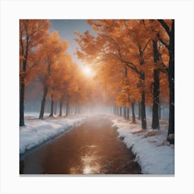 Autumn Trees In The Snow Canvas Print