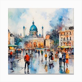 People In The City Canvas Print