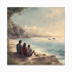 Family By The Sea Canvas Print