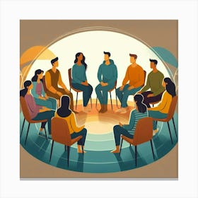 Group Of People In A Circle Canvas Print