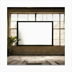 Empty Room With Blank Screen Canvas Print