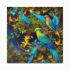 Parrots In The Tree Canvas Print