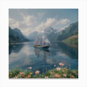 Sailboat In A Lake 1 Canvas Print
