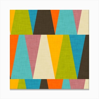 Retro Color Block Triangle Square Canvas Print