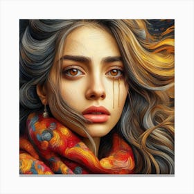 Portrait Of A Woman With Tears Canvas Print