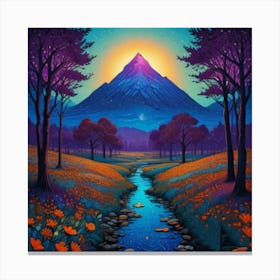 1000013669 purple trees and mountain. Canvas Print