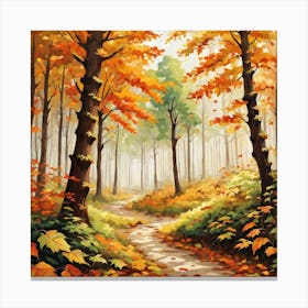 Forest In Autumn In Minimalist Style Square Composition 309 Canvas Print