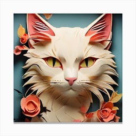 Cat With Roses Canvas Print