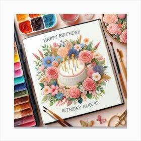 Happy Birthday Cake Canvas Print