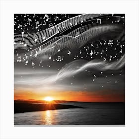 Sunset With Music Notes 3 Canvas Print