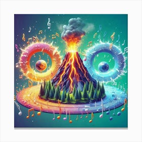 Music Notes On A Volcano Canvas Print