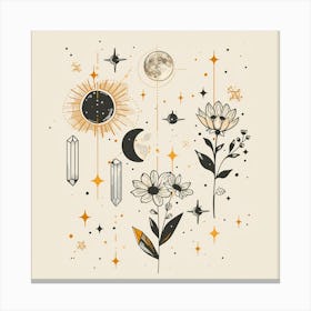 Minimalist Boho Celestial Moon Canvas Print