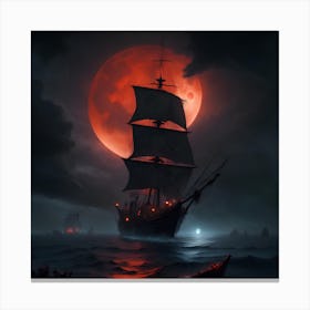 Pirate Ship At Night 1 Canvas Print
