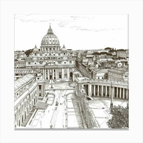 A Vatican City In Rome Hand Drawn Sketch Illustr 1719920099 4 Canvas Print