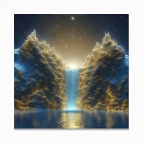 This Is A Surreal, Intricate Purpur Cg Rendering Graph,A Blue And Yellowe Fountain Of Life,The Trans Canvas Print