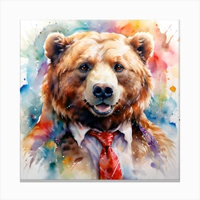 Bear In A Tie Canvas Print
