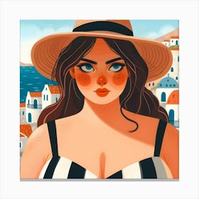 Beautiful Girl In A Hat Canvas Print