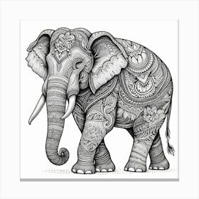 Line Art elephant Canvas Print