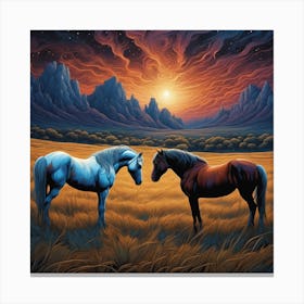 Horses At Sunset Canvas Print