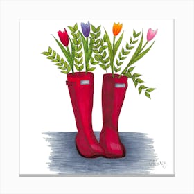 Red Rain Boots 2 Canvas Print