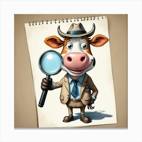 Cow With Magnifying Glass 11 Canvas Print