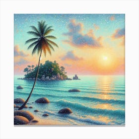 Lonely island with palm tree 1 Canvas Print
