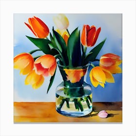 Tulips In A Vase Canvas Print