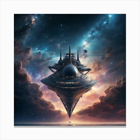 Spaceship In Space Canvas Print