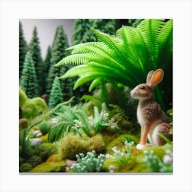 Miniature Rabbit In The Forest Canvas Print