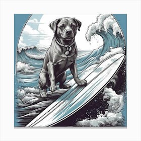 Dog On Surfboard Canvas Print