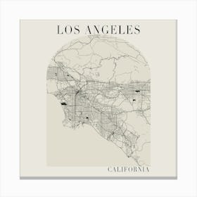 Los Angeles California Boho Minimal Arch Full Beige Color Street Map 1 Canvas Print