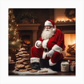 Santa Claus With Cookies 13 Canvas Print