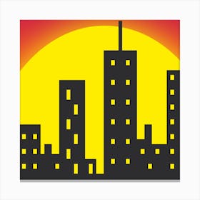 Cityscape At Sunset Skyline City Building Canvas Print