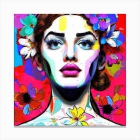 Girl With Flowers 2 Canvas Print