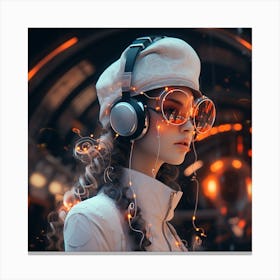 Futuristic Girl With Headphones 2 Canvas Print